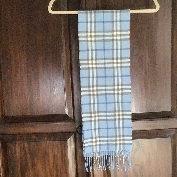 Burberry Accessories - Burberry blue plaid scarf, authentic.